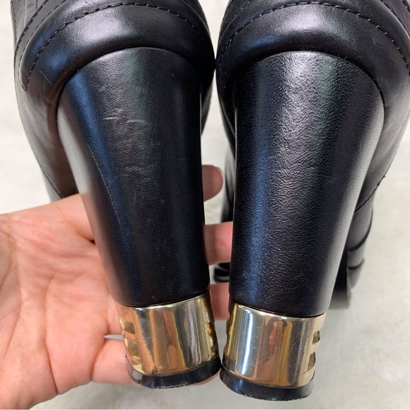 Fendi Women's Ankle Black Zip Leather Heeled Boots Size 36 - Picture 10 of 15